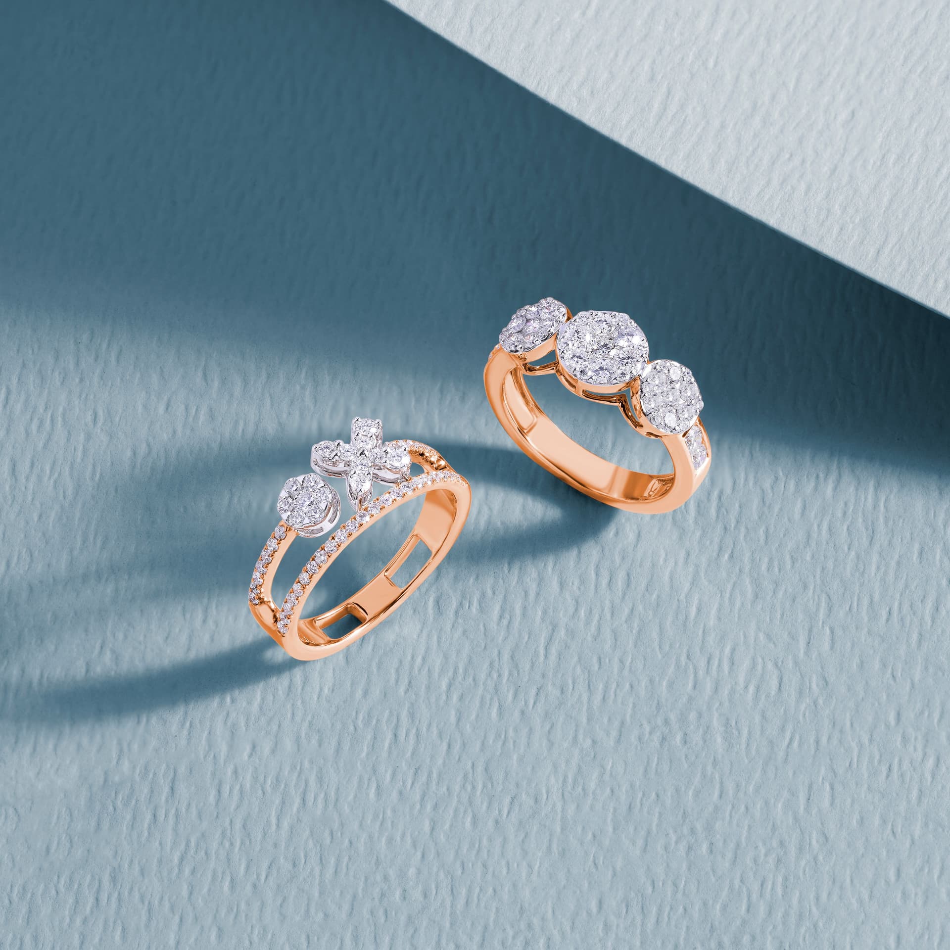 Handcrafted rose gold diamond rings